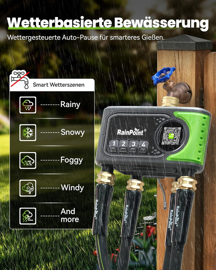 RAINPOINT Bewässerungscomputer Wlan 4 Ausgänge, APP-gesteuertes Automatisches Bewässerungssystem mit