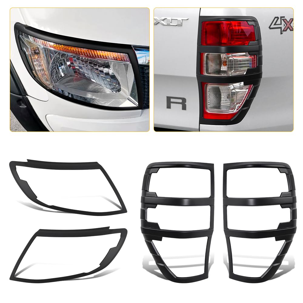 JHCHAN Scheinwerfer Rücklichtabdeckung für Ford Ranger T6 2012-2014 Raptor Limited Tremor XL XLT XLS