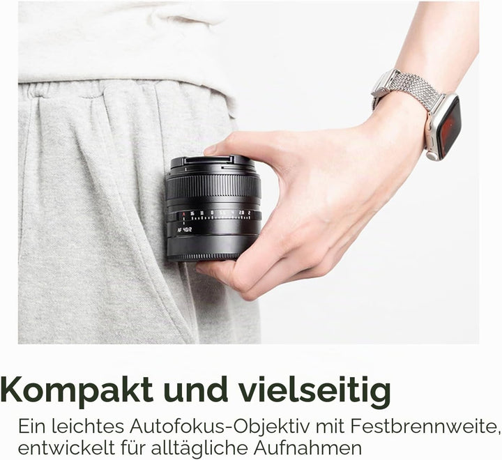 TTARTISAN AF 40 mm f/2 für E-Mount, Vollformat 40 mm f2 Prime Objektive für FE-Mount (E, Schwarz) Sc