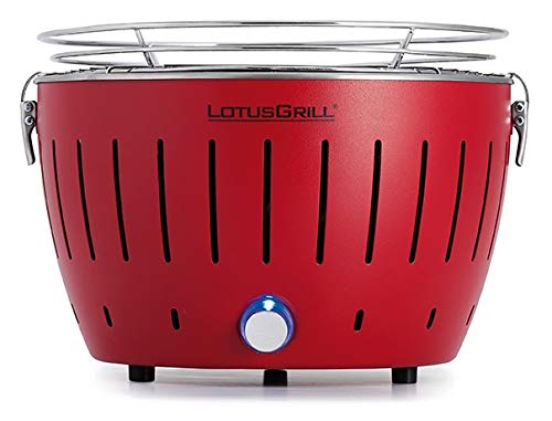 LotusGrill S Small Kompakt Feuerrot der raucharme Holzkohle-/Tischgrill Stromversorgung via USB-Ansc