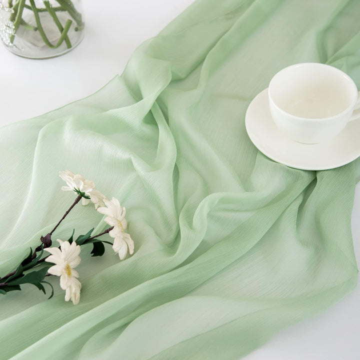 CHUQING Tischläufer Grün Chiffon Table Runner Hochzeit Tischdeko Läufer Tisch Stoff Tüll Hellgrün,70