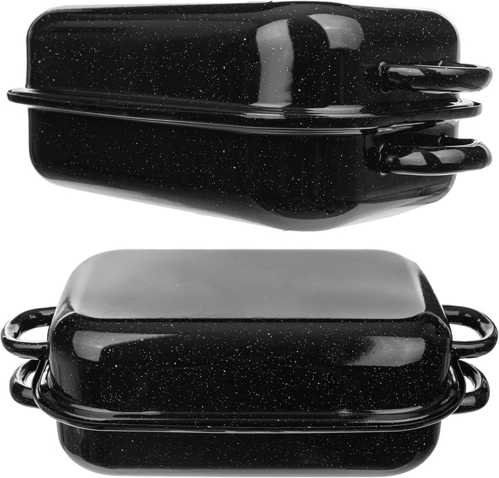 KADAX Emaille Bräter mit Deckel, 37.5 x 20 x 13 cm, Gänsebräter, Saftbräter emailliert, Schmortopf,