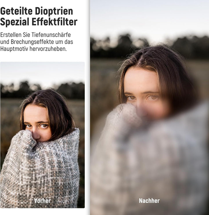 NEEWER 79mm Filter mit geteiltem Dioptrieneffekt, halbgewölbter Fotografie Prismenfilter mit Handgri