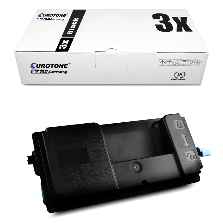3X Eurotone Toner für Kyocera Ecosys ECOSYS P 3055 3060 DN ersetzt TK-3190 TK3190 Schwarz 3x Black,