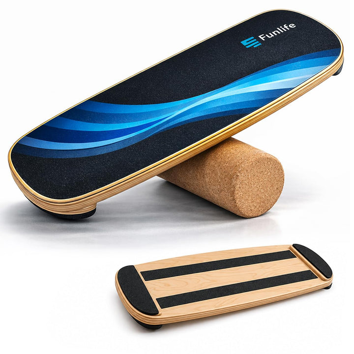 FunLife Balance Board aus Holz – Stabiler Gleichgewichtstrainer für Core Training, Fitness &amp; Balance