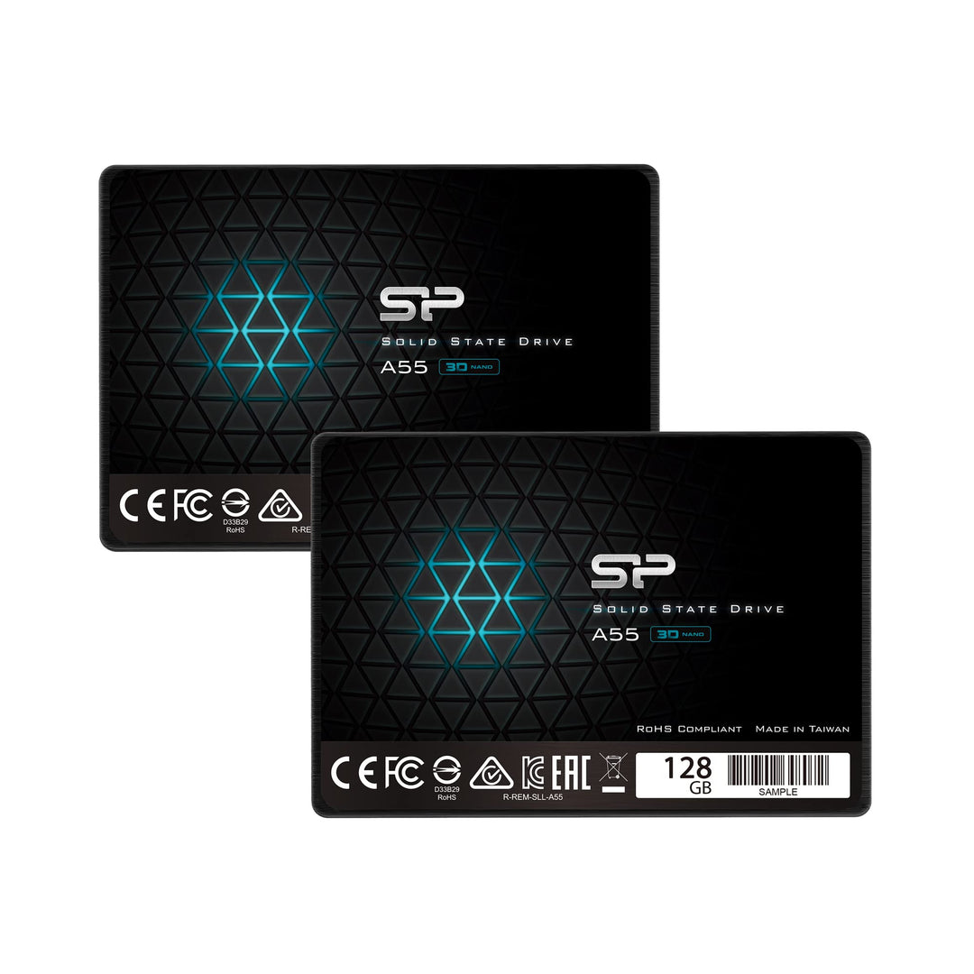 Silicon Power 2-Pack 128GB SSD 3D NAND A55 SLC Cache Performance Boost SATA III 2.5" 7mm (0.28") Int