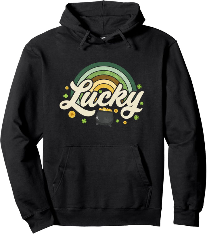 St. Patricks day Lucky Shamrock rainbow Pullover Hoodie