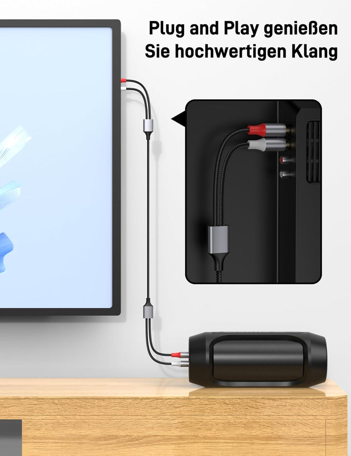 RCA zu 6,35mm Kabel, 5 m, robustes 6,35mm Stecker zu RCA Stecker Adapter Stereo Audio-Verbindungskab