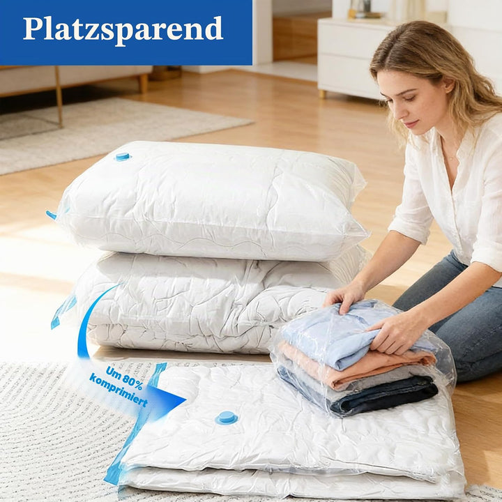 Vakuumbeutel für Kleidung,8 Stück(2x Jumbo100x80cm, 2 x Gross 80x60cm, 2 x Mittelgross 70x50cm, 2 x