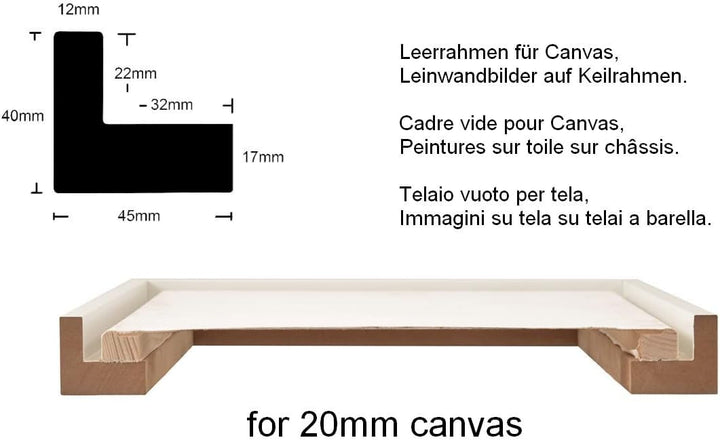Stallmann Design Schattenfugenrahmen 33x95 cm schwarz, Bilderrahmen für Leinwandbilder auf Keilrahme