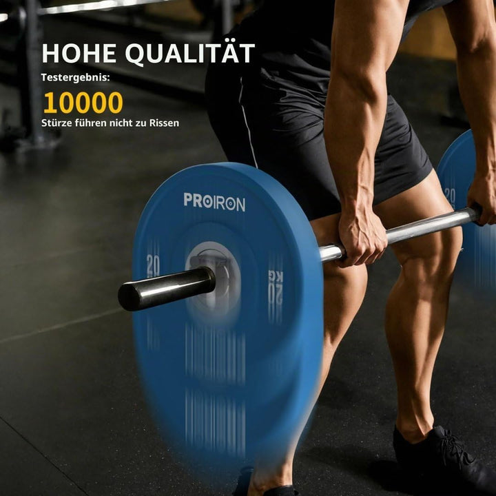 PROIRON Hantelscheiben, Olympic Bumper Plates 50mm, 5-25kg, Hartgummi, Hanteln Gewichtsscheiben nach