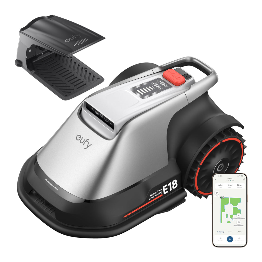 eufy E18 Mähroboter ohne Begrenzungskabel, ohne RTK & Signalausfälle, TrueVision Technologie, GNSS,