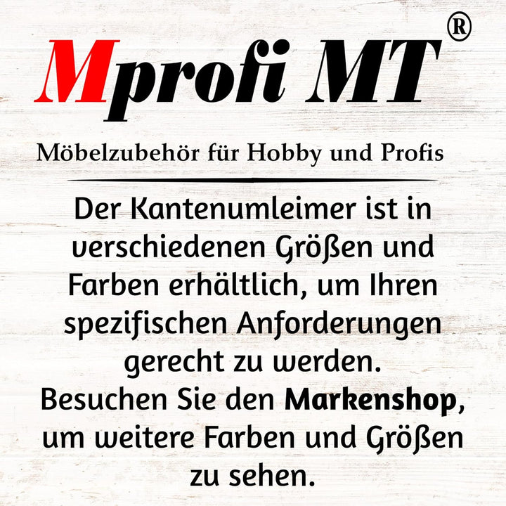 Mprofi MT® Kantenumleimer Weiss | 17 mm x 20 m | Melamin Kantenband | Bügelkantenumleimer für Regale