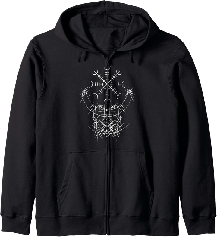 Nordische Wikinger-Rune Aegishjalmur Der Helm der Ehrfurcht Kapuzenjacke