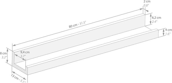 MOBILI FIVER, 2er-Set First Bilderregale, 80 cm, rustikale Eiche, Made In Italy 80 x 13 x 8 cm Rusti