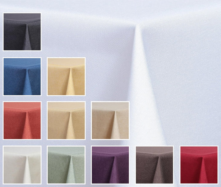 Textil Tischdecke - Leinen Optik - wasserabweisend Eckig 160x360 (Weiss, ca. 160 x 360 cm) Weiss ca.