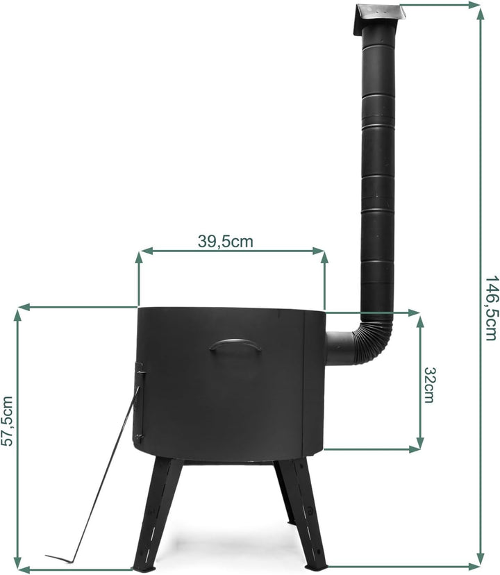 Ø40cm Uchag 2mm Stahl Utschak mit Adapter-Ringe Abzugsrohr Utschag Feldküche Feuerstelle Campingofen