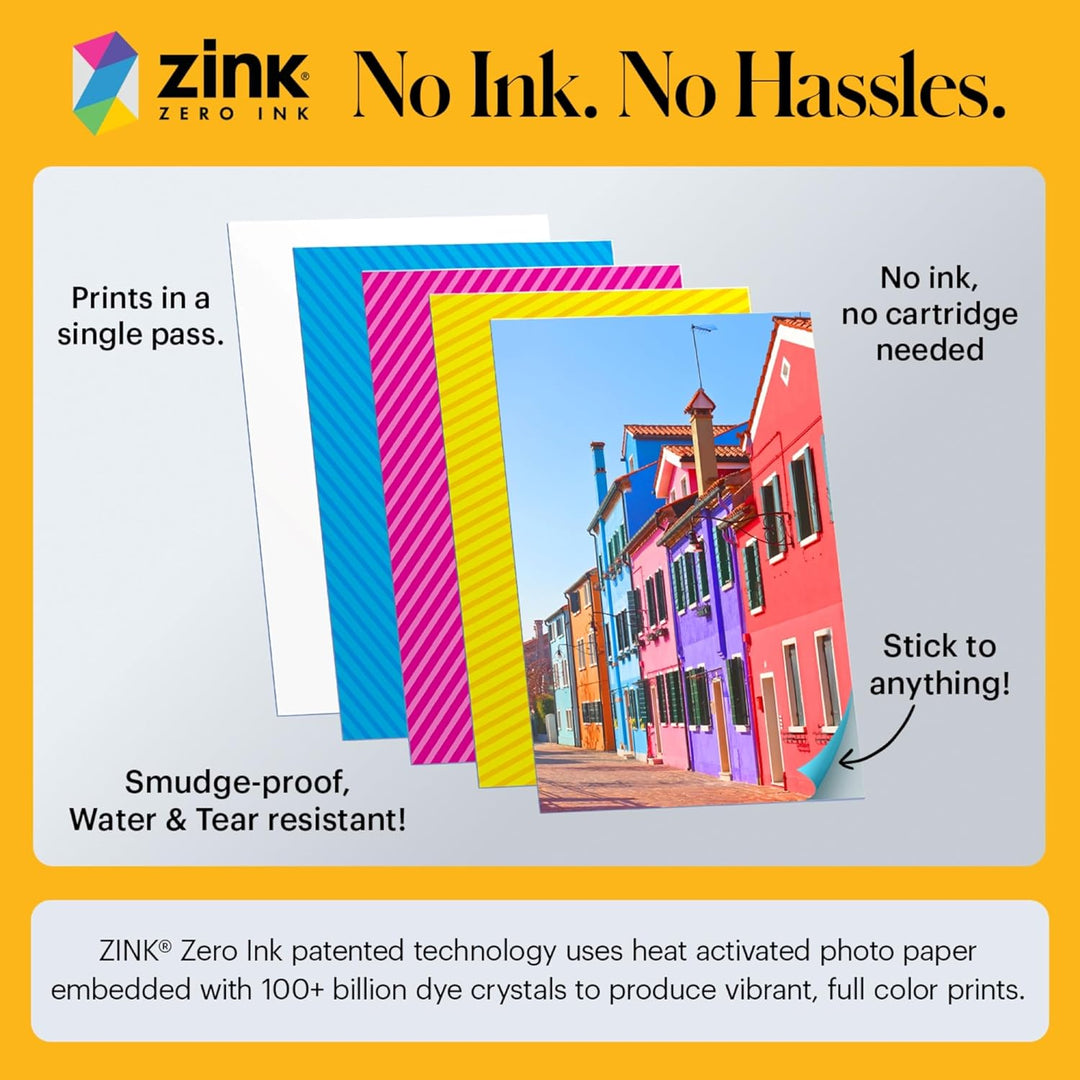 KODAK Printomatic Sofortbildkamera (Grau) Basis-Paket + Zinkpapier (20 Blätter) Etui + Bequemer Hals