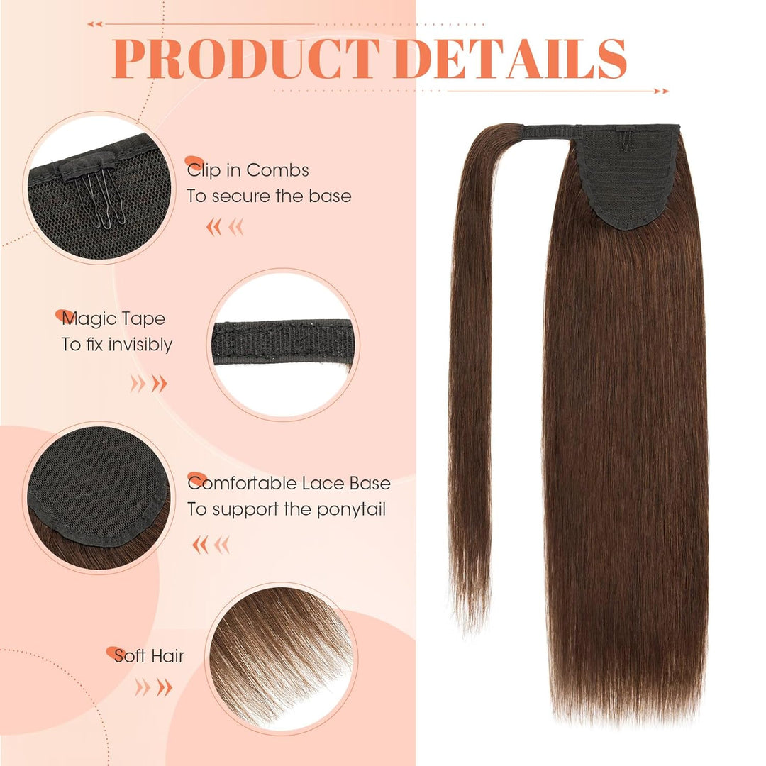 Benehair Ponytail Extension Echthaar, Zopf Extensions Echthaar, Wrap Around Echthaars Ponytail für F