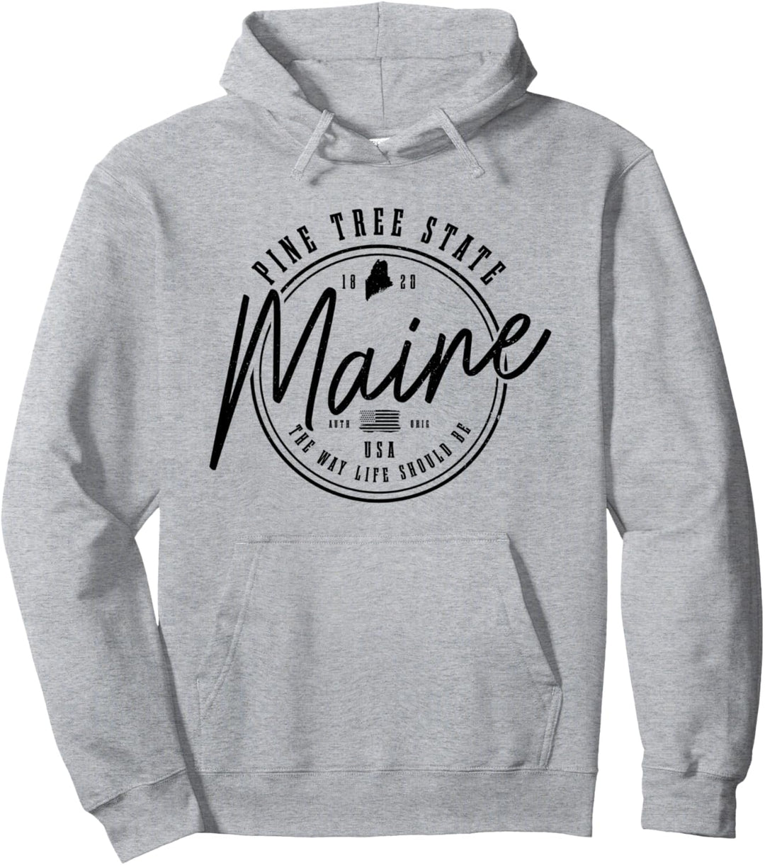 Maine Pine Tree State Vintage USA Amerika Souvenir Pullover Hoodie