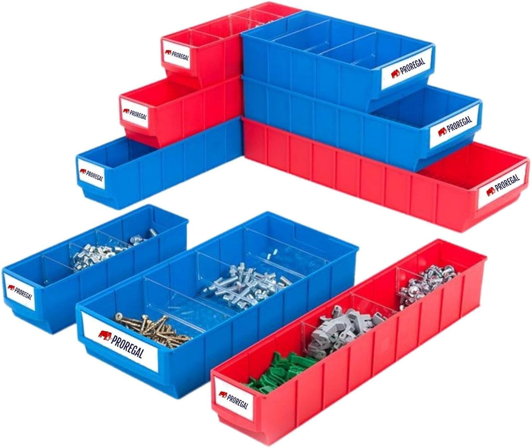Blaue Industriebox 500 S | HxBxT 8,1x9,1x50cm | 2,8 Liter| Sichtlagerkasten, Sortimentskasten, Sorti