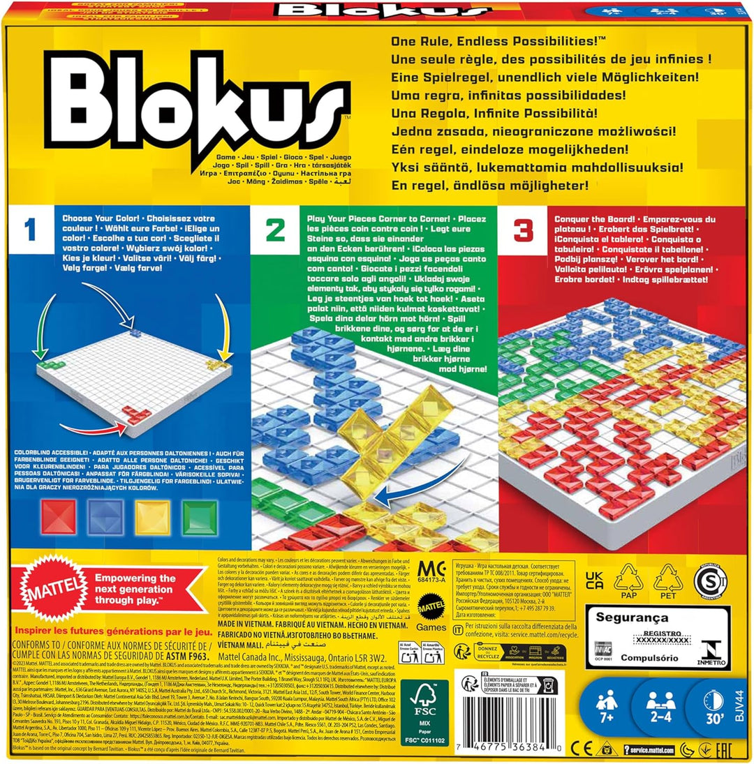 Mattel Games Blokus Spiel, Brettspiel für die Familie, Strategiespiel, für 2-4 Spieler, Gesellschaft
