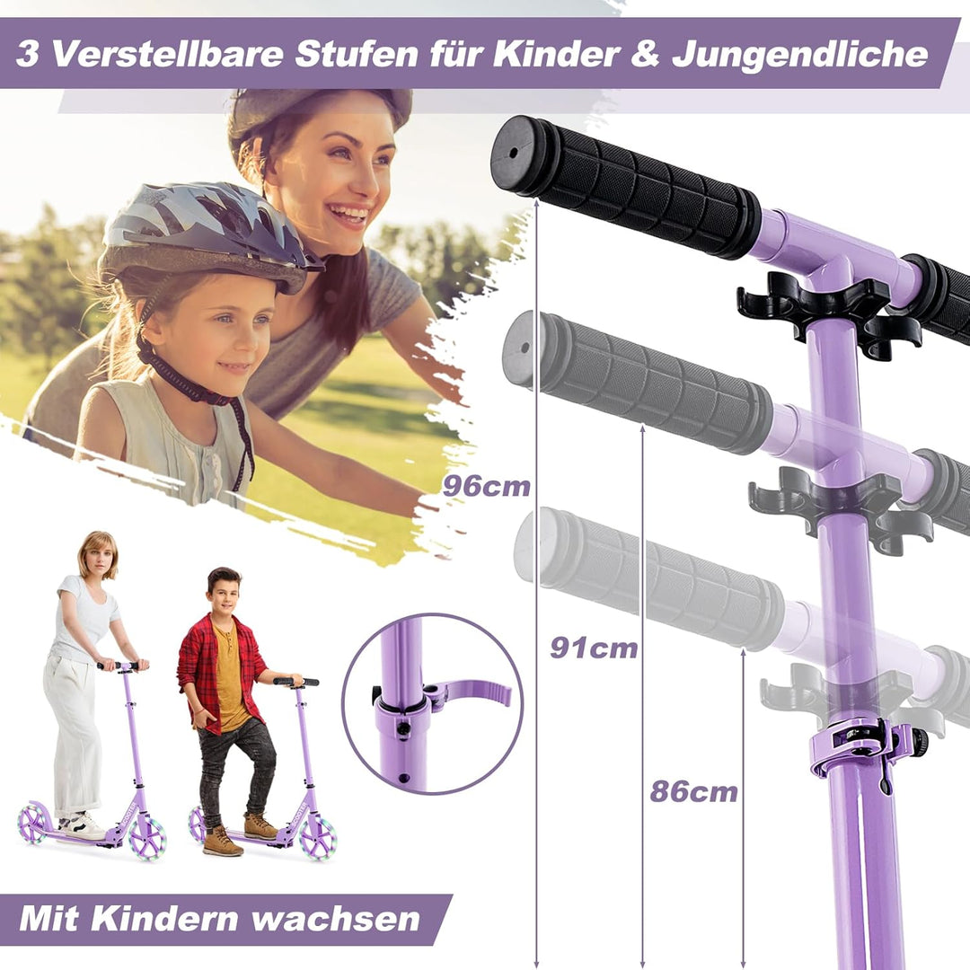 COSTWAY Scooter Roller klappbar, Tretroller höhenverstellbar, Cityroller 100kg Tragkraft, Sport Kick