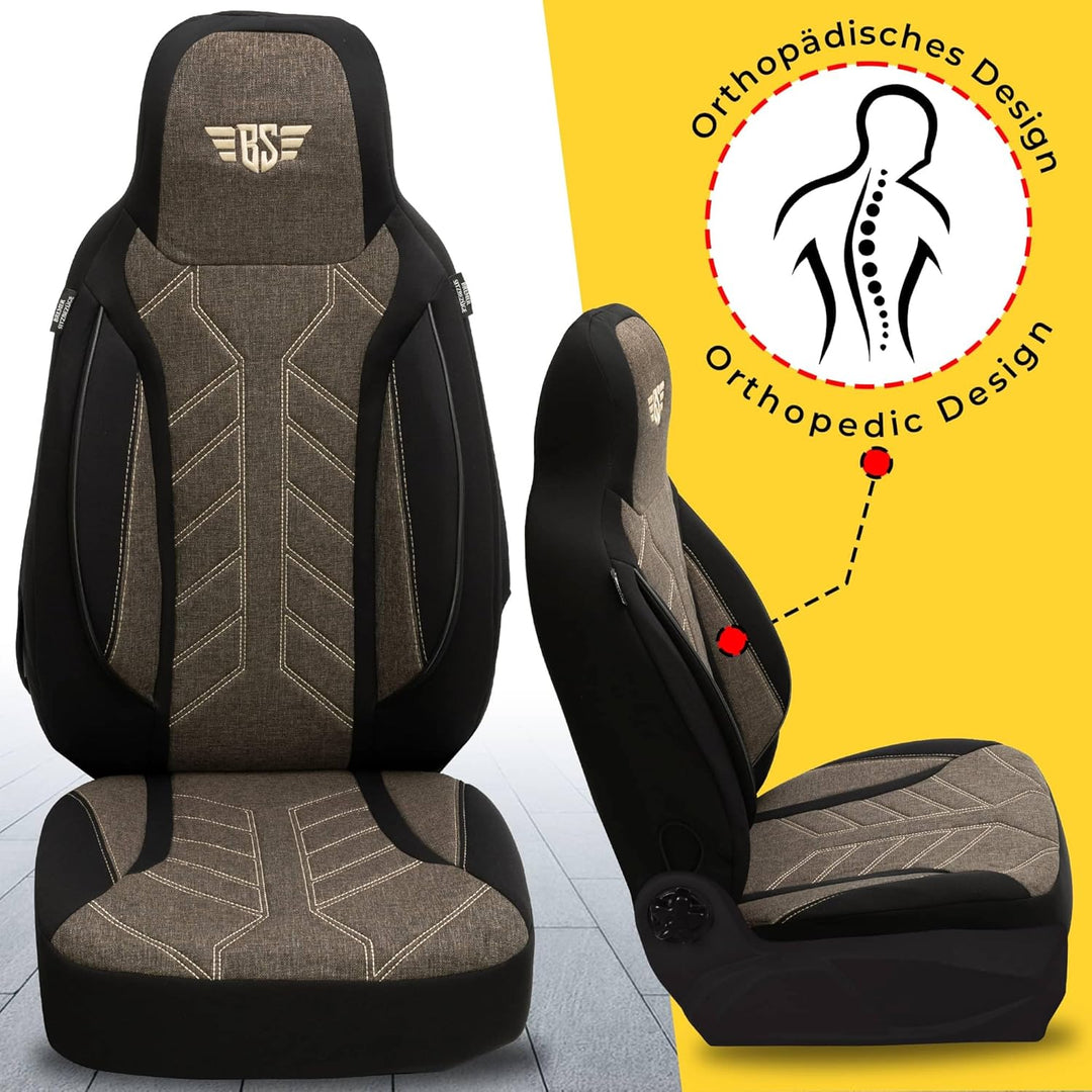 BREMER SITZBEZÜGE Mass Schonbezüge für Mercedes Sprinter W907/910 PLKT212 PLKT212 - Schwarz/Braun Sp