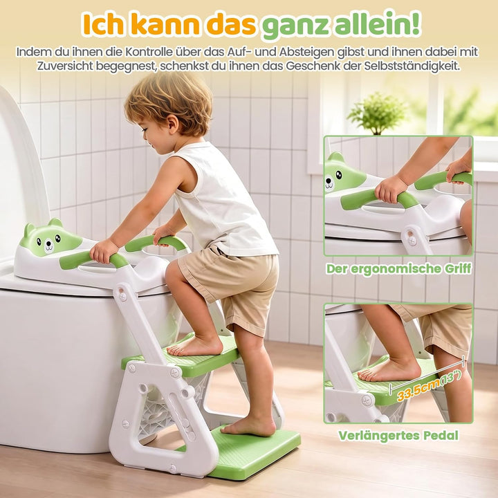 Orzbow Toilettensitz Kinder mit Treppe, Stabil Kinder Toilettensitz mit Dreiecksstruktur, Verlängert