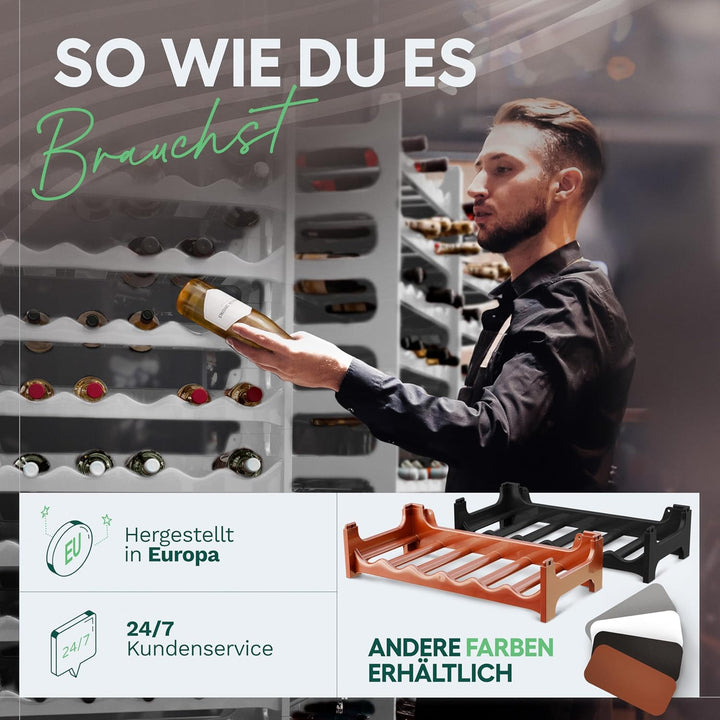 Novaliv Weisses, Modulares Flaschenregal für 48 Weinflaschen - Stapelbar, Erweiterbar, Robust - Idea