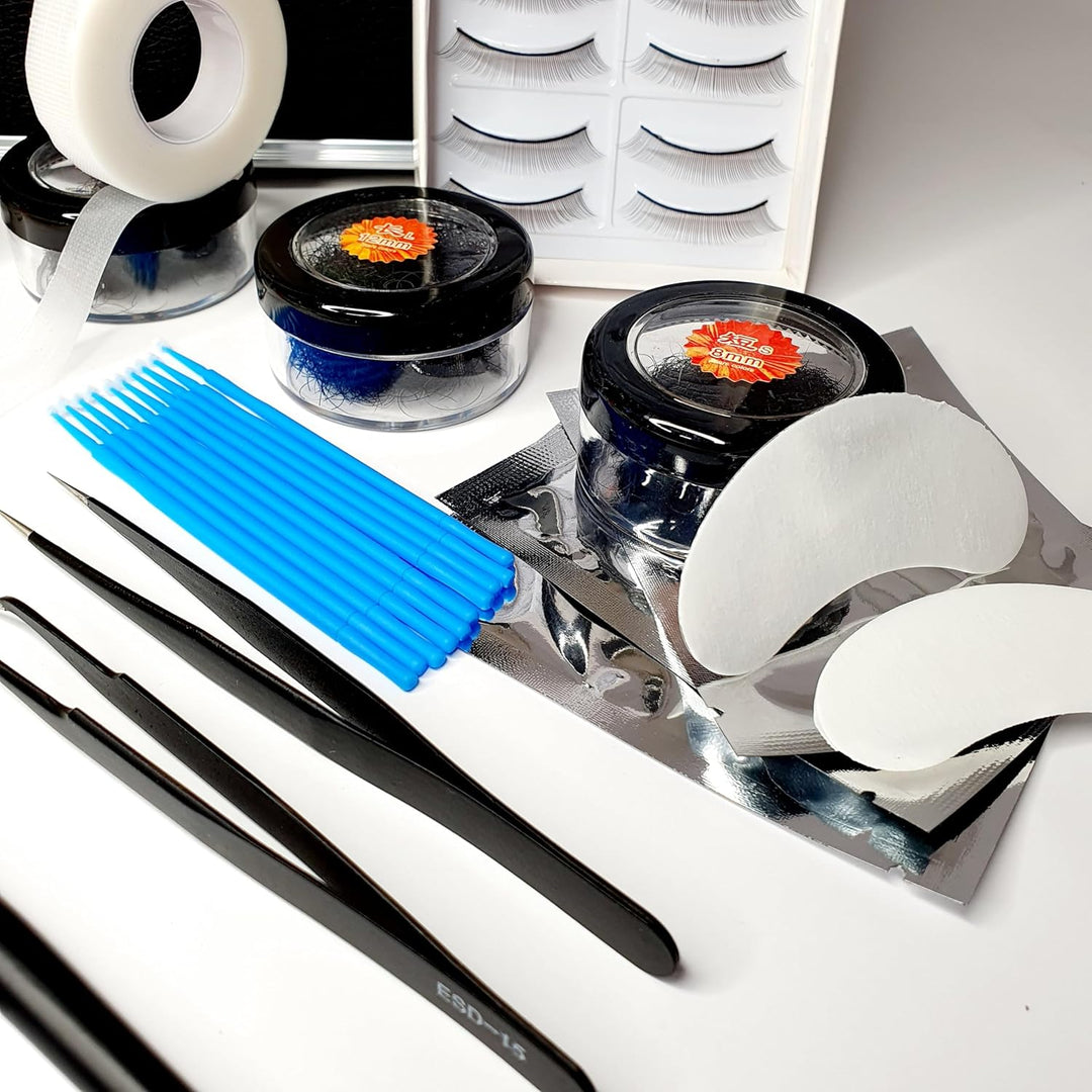 XXL Lashes Starter Kit for eyelash extensions, black case with basic equipment for beginner stylists