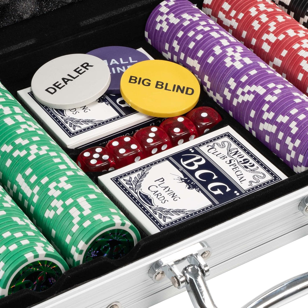 SONLEX Pokerkoffer mit 300 500 1000 Laser Pokerchips 12 g abschliessbar Pokerkarten Zubehör Deluxe P