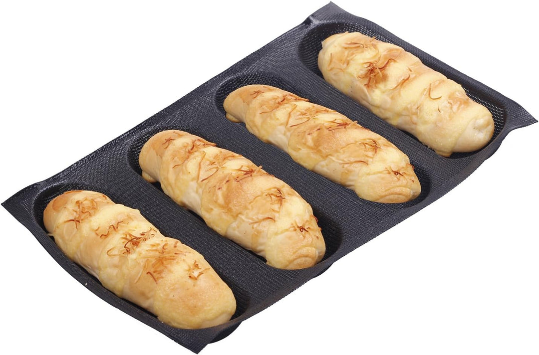 4-Mold Silikon Non-Stick perforiert Backen Matte Form Long Loaf Brot Schimmel 4 Hohlraum Ofen Pan