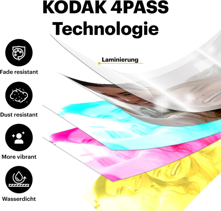 KODAK Mini 2 Retro 4PASS Mobiler Fotodrucker (5,3x8,6cm)- Paket met 68 Blatts, Weiss Drucker + 68 Bl