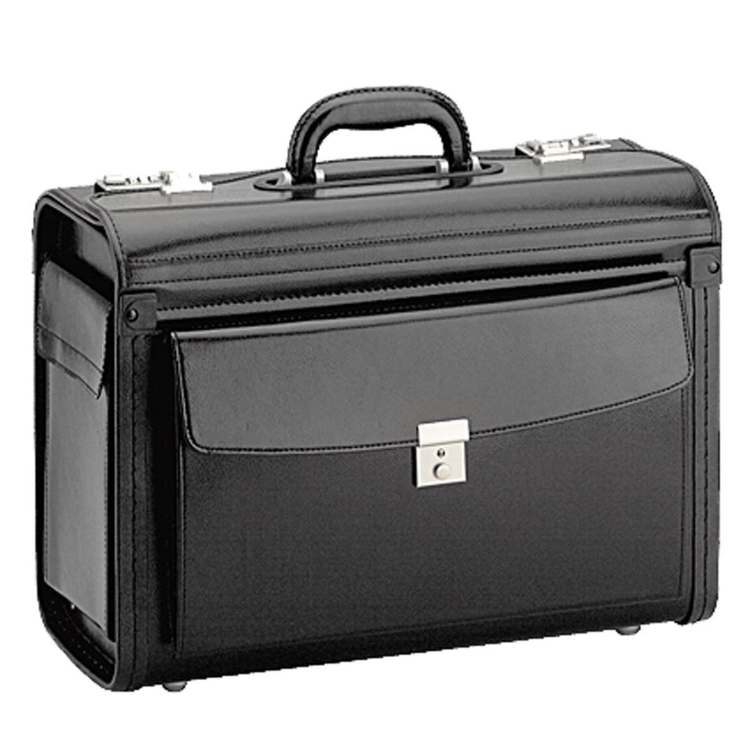 Bowatex Aktenkoffer Pilotenkoffer Leder Dokumentenkoffer 46 cm Schwarz