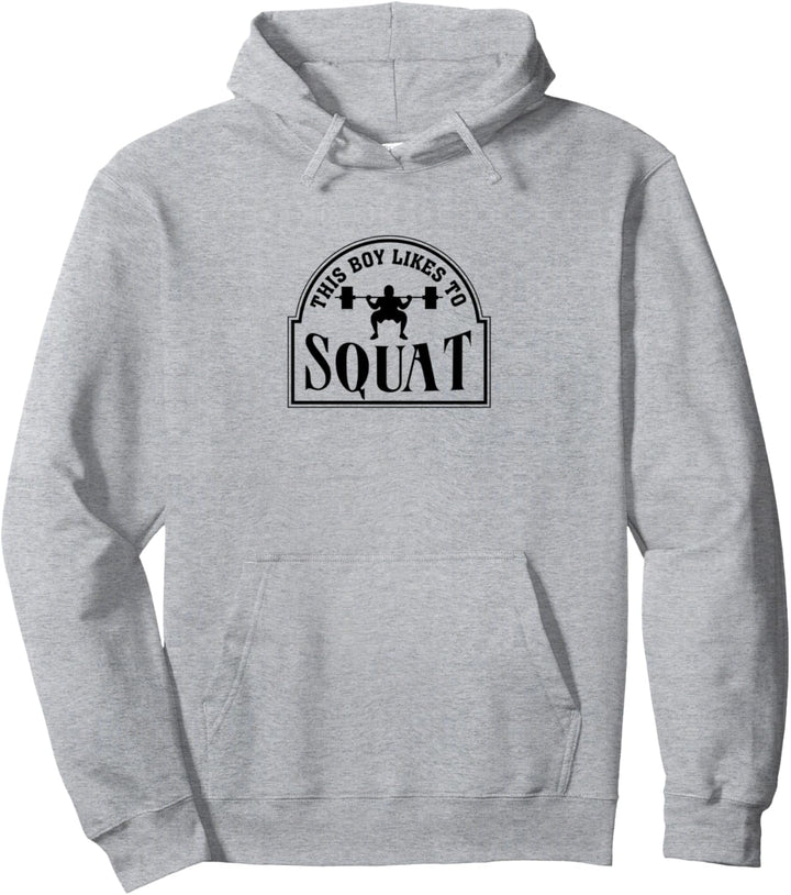 Junge hockt gerne lustiges Powerlifter Gym Pullover Hoodie