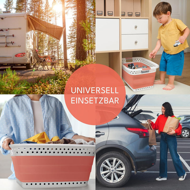 2er Set Wäschekorb faltbar - 36 Liter & Universelle Nutzung I Zusammenklappbarer faltbarer Wäschekor