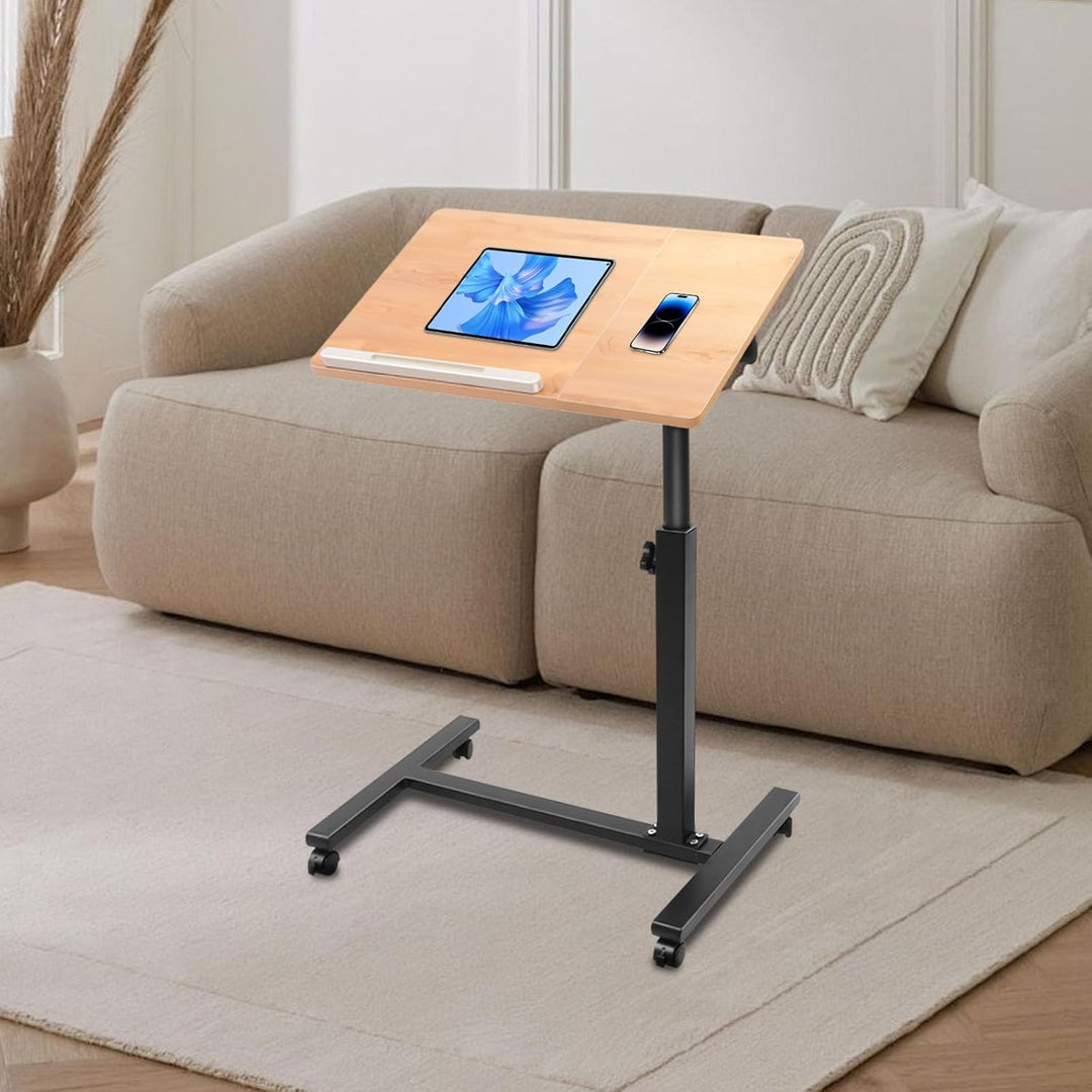 Sitz-Steh-Tisch, HöHenverstellbarer Schreibtisch/Mobiler Stehtisch Mit 4 Rollen, Sitz-Steh-Tisch Mit