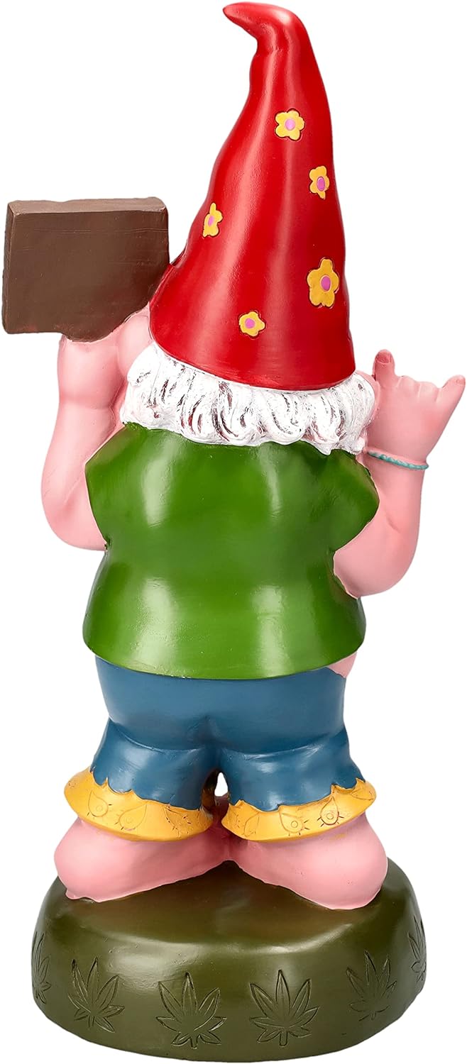 Pacific Giftware Gartenzwerg Figur - Hippie Gnom Kiffer 34 cm | Garten Zwerg Statue raucht Kiffer lu
