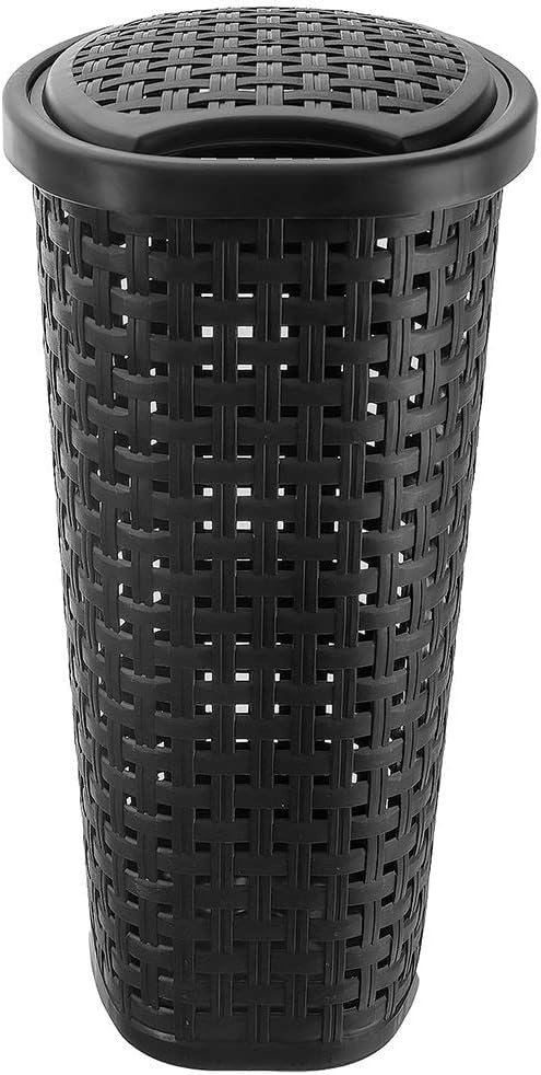 Wäschekorb Wäschetonne Wäschesammler Wäschebox Wäschebehälter mit Deckel schmal schwarz 45 L 41x32x6
