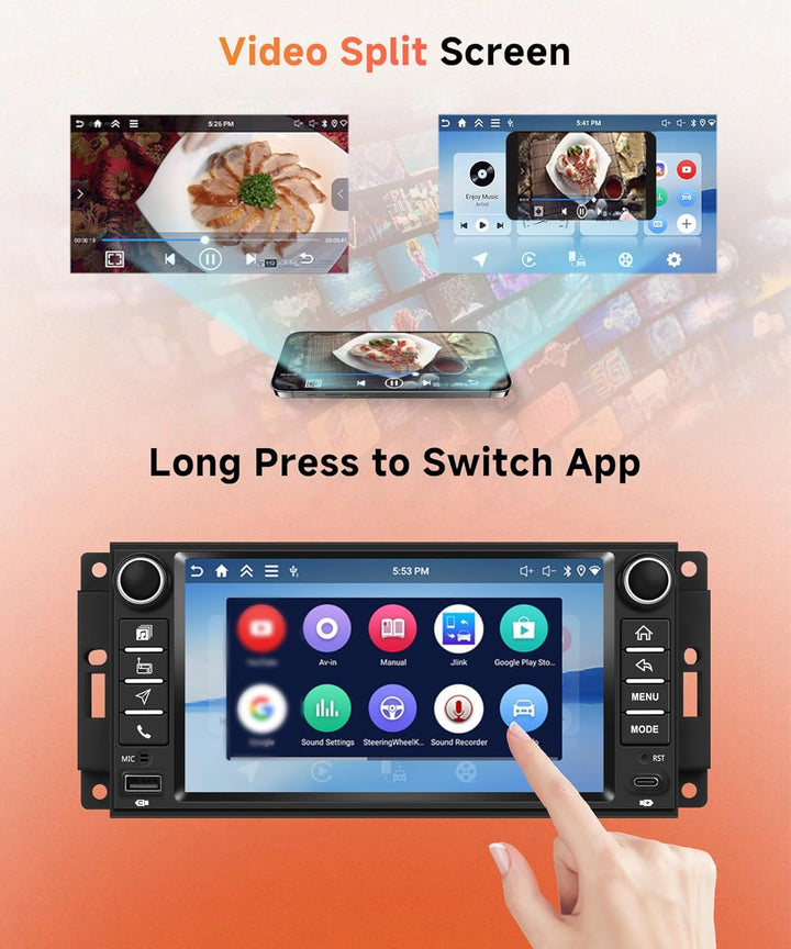 Rimoody 4G+64G Android Autoradio für Jeep Wrangler 2007-2018 Compass Grand Cherokee Commander Wirele