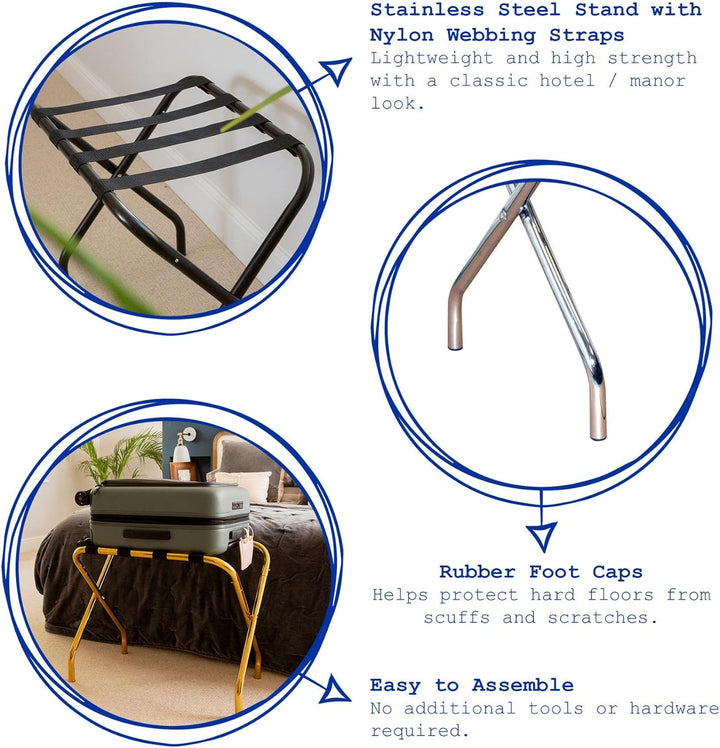 Harbour Housewares Klappermetallgepäck Racks - Schwarz - Pack Von 6