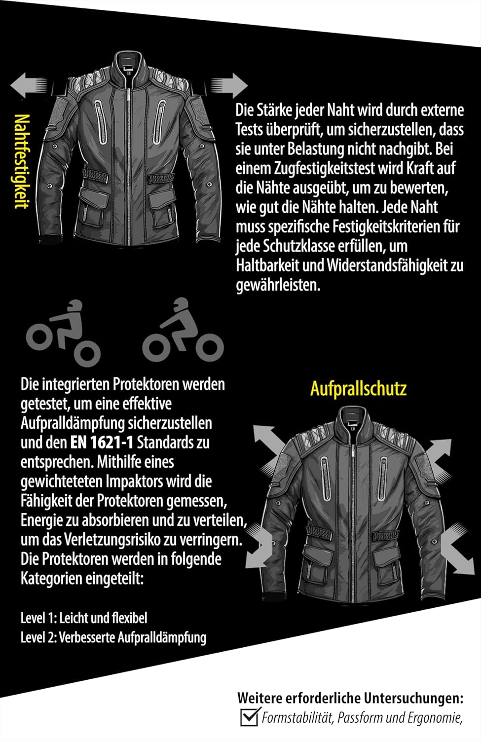 Motorradjacke herren mit protektoren - Motorrad Biker Wasserdicht Jacke Mit Rüstung (EN 1621-1) Schw