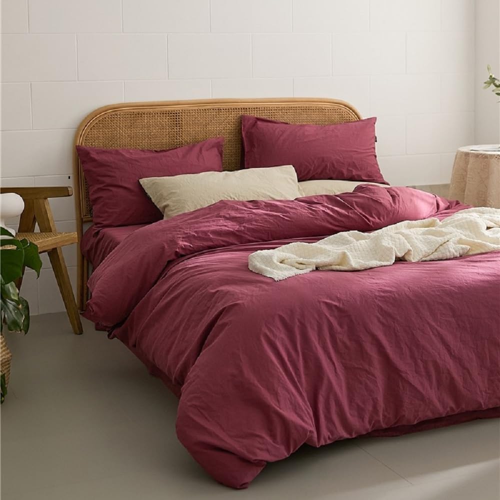 Sedefen Bettwäsche 135x200cm Baumwolle Renforce Altrosa Rosa Uni Unifarben Baumwollbettwäsche Set,Be