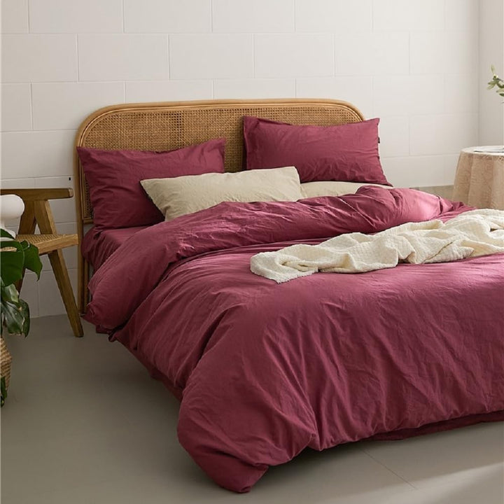 Sedefen Bettwäsche 135x200cm Baumwolle Renforce Altrosa Rosa Uni Unifarben Baumwollbettwäsche Set,Be