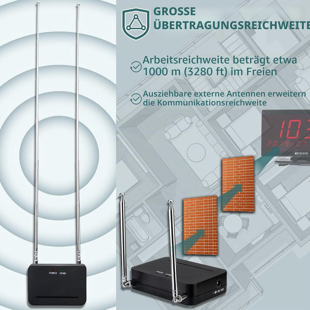 Retekess TD021 RF Wireless Repeater, Wireless Signal Booster, 1000m, Hohe Kompatibilität, Range Exte