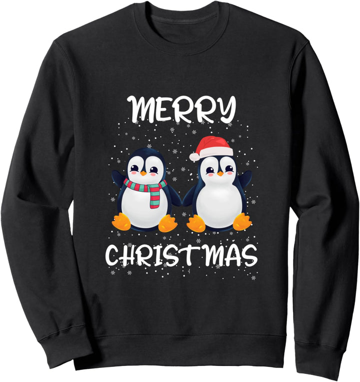Pinguin Santa Mütze und Schal Merry Christmas Pinguin Sweatshirt