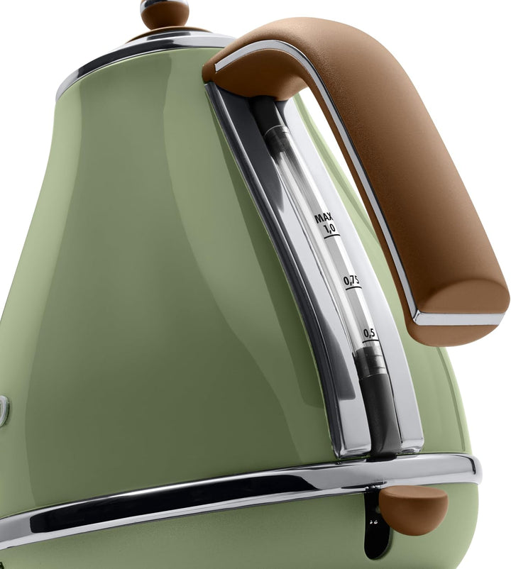 De'Longhi Wasserkocher Icona Vintage KBOV2001.GR - 1,7 l mit Wasserstandsanzeige und 360° Basis, Ede