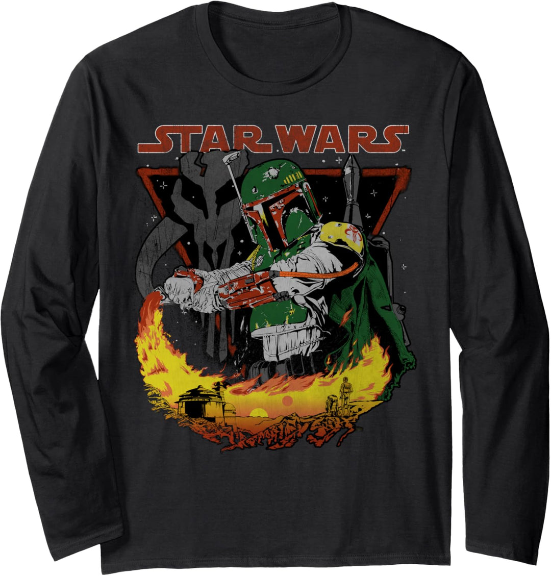 Star Wars Boba Fett Skull Triangle Poster Langarmshirt