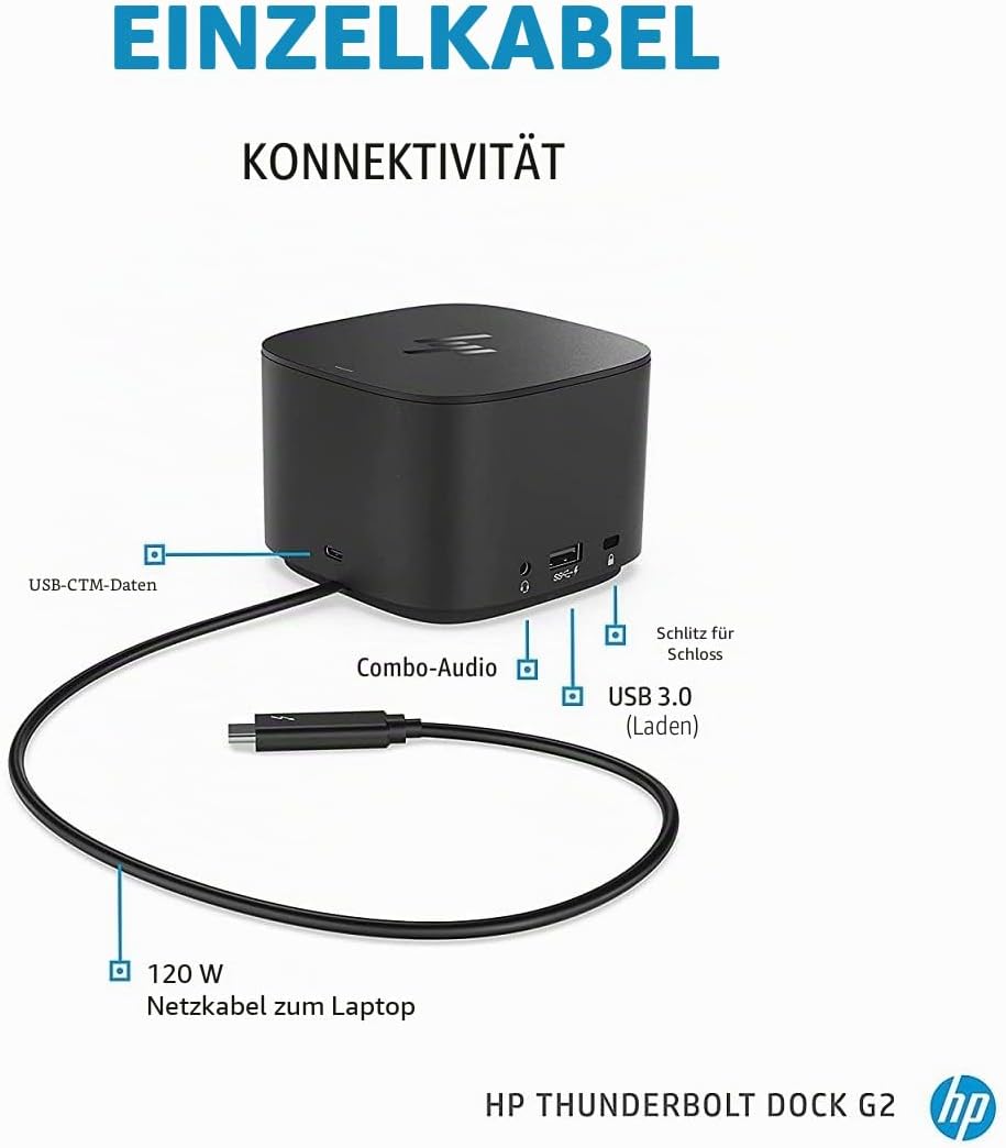 HP,2UK37AA,Thunderbolt AA8Dock 120WG2, Schwarz Single